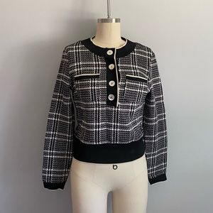 BRAND NEW WITH TAGS Classic Plaid Zara Sweater with Chest Pockets, Size XS